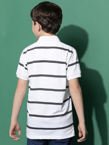 Image of Li'l Tomatoes Boys Cotton Pique Polo T-Shirt | Striped Half Sleeve Casual Summer Wear | Soft & Breathable | 9-16 Years