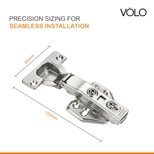 Image of VOLO 8 Pieces (4 Sets) European Style Soft Close Concealed Cabinet Hinges | Clip On 0 Crank Full Overlay | for Kitchen Cabinets, Wardrobes & Office | Mild Steel, Nickel Finish | 1 Year Warranty