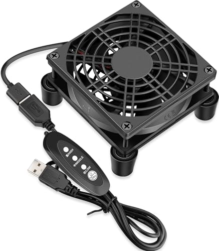 GDSTIME Small 92mm Router Fan Cooler with L/M/H 3 Speed Controller, DC 5V USB Powered Case Cooling Fans for Xbox Modem Routers Mini PC DVR TV Box
