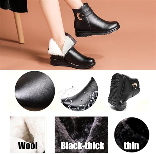 Velvet Boots Made of Leather with Metal Buckle,short boots women,Winter Outdoor Warm Ankle Booties2