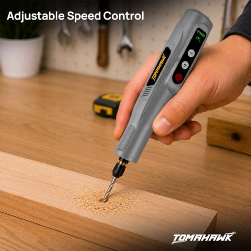 Image of TOMAHAWK MGK-3000 Cordless Electric Mini Drill Grinder Set - Variable Speed Rotary Tool Kit, Gray | For Drilling, Grinding, Cutting, Sanding & Polishing