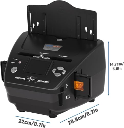 Eyesen Photo and Slide Scanner with 2.4” LCD Screen, Convert Negatives & Slides 35mm/135 Film, Photo(3R,4R,5R), Business Card to 22MP JPEG Digital Photos, 4GB SD Card Included