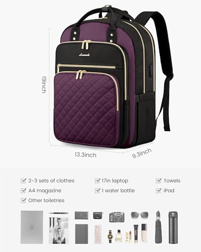 Image of LOVEVOOK Laptop Backpack for Women with Separate Laptop Compartment, 17 inch Water Resistant Lightweight Daypacks for College Travel Work Business, Nurse Teacher Computer Bags