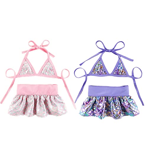 UOSIA 2 Pcs Dog Bikini Beach Swimsuit Puppy Bathing Dress Pet Clothes Trajes De Gato Pink Summer Dog