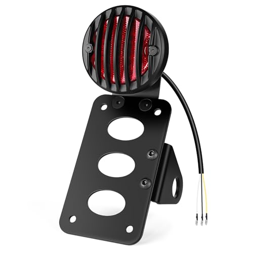 Image of Benlari Motorcycle LED Tail Light Brake Light with Bracket, Side Mount License Plate Rear Light Fit for Harley Honda Bobber Chopper Yamaha Sporster Kawasaki Suzuki (Flat, 1 inch)