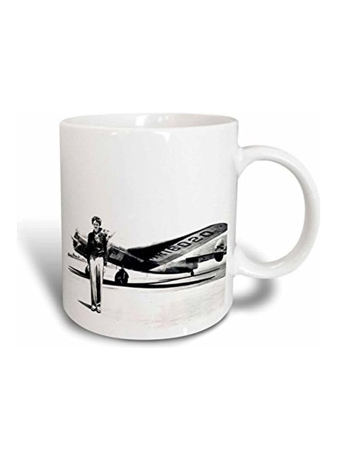 RYNMugrose Old Photo Of Amelia Earhart With Lockheed Electra Model 10 Ceramic Mug, 11-Ounce Multicolor - RYNmg14663