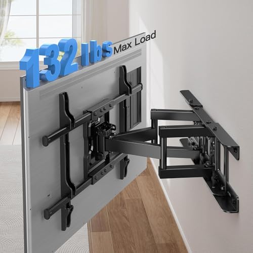 Full Motion TV Wall Mount Articulating Arms Swivel Tilt Rotation for Most 37-84 Inch OLED, LCD, LED Flat Curved TVs, Extension to 24 inch Wood Stud up to 132lbs Max VESA 600x400mm by Pipishell - Image 5