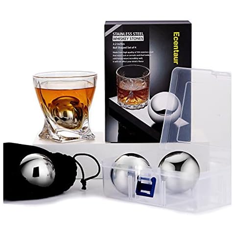 Ecentaur Large Stainless Steel Whiskey Stones Set Cover