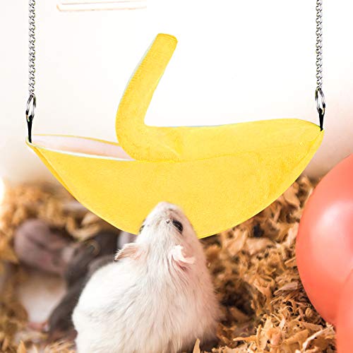 Hamster Thuis Hangend Hangmat Banaan Ontwerp Kleine Dieren Katoen Kooi Slapen Dierennest Bed Rat Hamster Speelgoed Kooi Swing (Kleur: Geel) - Image 7