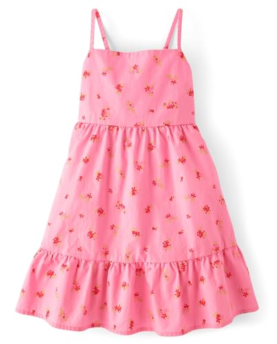 The Children's Place,Girls,Casual Sleeveless Tiered Dresses,Bright Pink,Large