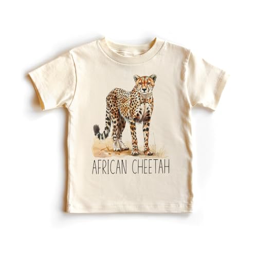 African Cheetah Toddler Shirt - Cute Educational Cheetah Animal Species Kids Safari Clothing - Natural Boho Toddler & Youth Tee