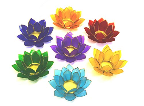 Mystery Mountain Beautiful - Juego de portavelas (Metal, 26 x 30 x 30 cm), diseño de Flor de Loto, Color Rojo