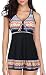 Women Plus Size Padded Tankini Top Two Piece Swimsuit for Woman with Swimshorts, Orange, 3X-Large(US:16-18)