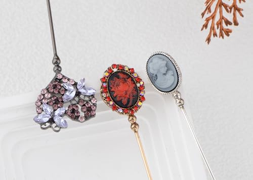 Image of Alilang 5Pcs Vintage Bendable Lapel Pins Classic Pin Brooches Set Accessories for Secure Styling on Hats, Scarves