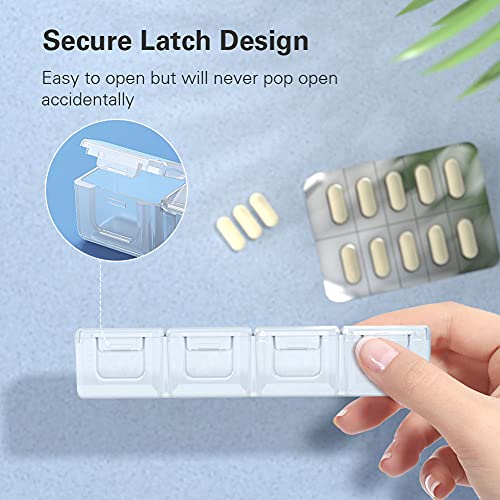 Image of Pill Organizer 4 Times a Day, BUG HULL Extra Large Weekly Pill Box Case, 7 Day Vitamin Container Daily Pill Holder for Fish Oils, Vitamins, Supplements (White)