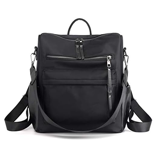 ZOCILOR Women's Fashion Backpack Purse Multipurpose Design Convertible Satchel Handbags and Shoulder Bag PU Leather Travel bag (Black Nylon)