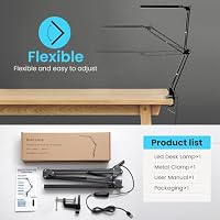 BIENSER Schreibtisch Lamp, Schreibtischlampe LED Klemmbar, 1100LM Schwenkarm Architektenlampe, Büro Tischlampe mit 3 Farb und 10 Helligkeitsstufen, Augenschutz Klemmlampe, Memory-Funktion – Ansicht 8