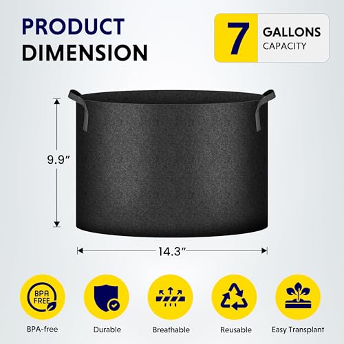 Image of iPower 20 Pack 7 Gallon Grow Bags, Garden Planting Nonwoven Fabric Pots with Reinforced Handle, Heavy Duty and Aeration Planter Pot for Tomato, Fruits, Vegetables and Flowers, 20 Labels Included