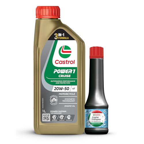 Image of Castrol POWER1 20W-50 4T Synthetic Engine Oil for Bikes 1 L & FREE Castrol Engine Shampoo for Two Wheelers (70 ML) Combo Pack| With 3-in-1 Synthetic Technology | BS VI Ready