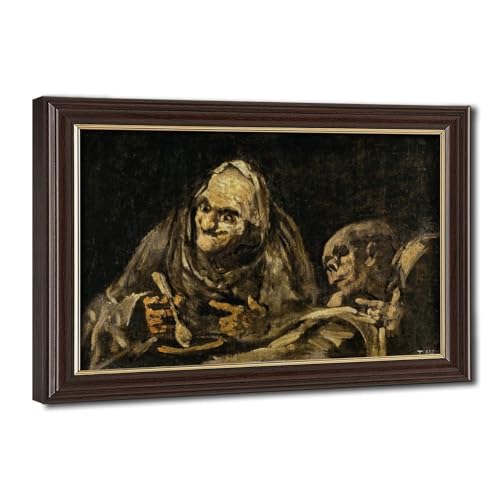 Impression sur toile Two Old Men Eating Soup par Goya tableau suspendu 20x30 cm pour bureau