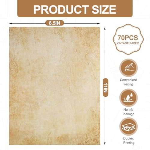 image for Joyberg 70PCS Vintage Paper 8.5 x 11 in Parchment paper for Writing Le
