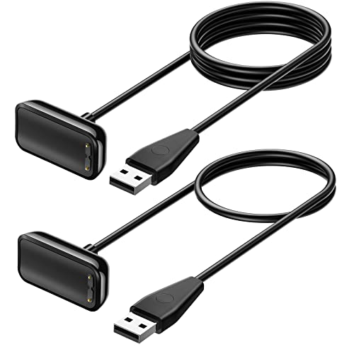 2 Pack Replacement Charger Cable for Fitbit Charge 5/ Fitbit Luxe Fitness Tracker with Reset Button, 3.3ft Soft Durable USB Charging Cable, Two Size for Choice (3.3ft/1.64ft)