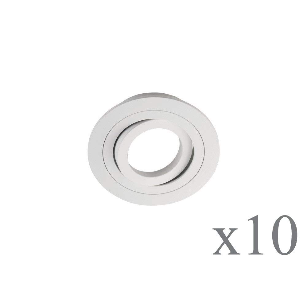 Wonderlamp Classic w-e000109 Pack di faretti rotondi con portalampada gu10, bianco, 9.3 x 2.5 cm, 10 pezzi