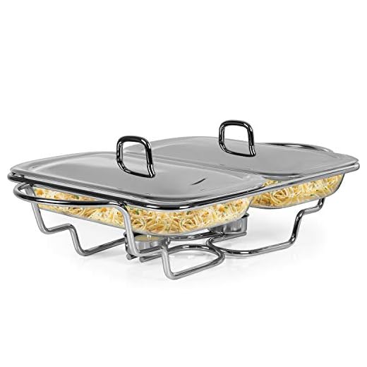 Galashield Chafing Dish Buffet Set Warming Tray with Lids Stainless Steel with 2 Oven Safe Glass Dishes Buffet Servers (1.5-Quart Each Tray)