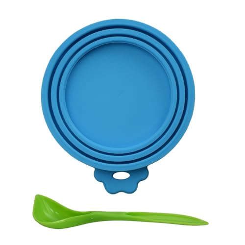 6 Pezzi Coperchi In Silicone Animale Domestico, Dimensioni Comuni Tappi Per Lattine, Riutilizzabile Tappo Per Lattine Contiene 1 Cucchiaio Verde, Coperchi Per Cibo Per Cani E Gatti(Azzurro Cielo)