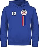Pullover Kinder Hoodie Jungen Mädchen - Fussball EM 2024 Fanartikel Kinder - 12. Mann Kroatien Emblem - 116 (5/6 Jahre) - Royalblau - Fussball-wm Pulli - JH001K JH001J Just Hoods Kids Hoodie