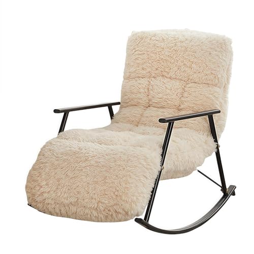 Sillón oscilante moderno con bolsillo lateral tapizado de peluche, cómodo asiento para sala de estar, dormitorio y oficina
