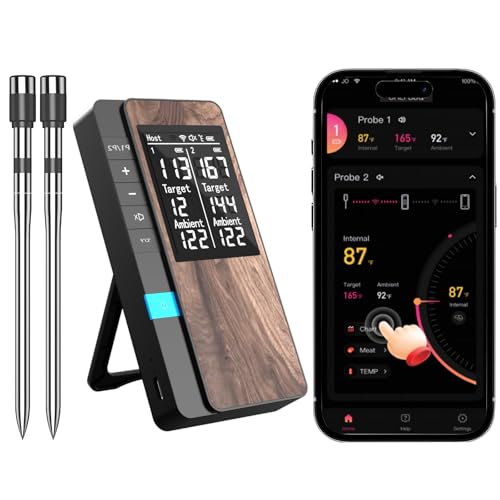 Image of AI Smart Wireless Meat Thermometer, 10X Enhanced Signal and Stability, with 2 Probes High-Accuracy Sensors, Standalone Display Base, Instant Read LCD & App Control for Kitchen,BBQ,Oven,Grill,Air Fryer