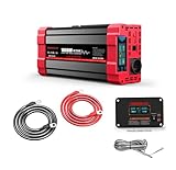 REDSOLAR Inverter Onda Sinusoidale Pura 1000W, Picco 2000W, Convertitore 12V DC a 220V 230V AC per Auto, Campeggio e Elettrodomestici, con Display LCD, Porta USB, Presa EU e Pannello Remoto (Cavo 7m)