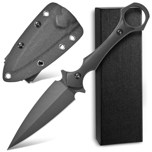 Ccanku C1292 Fixed Blade Knife D2 Blade G10 Handle EDC Tool Knifes for Outdoor Camping Hiking Fishing(Black)