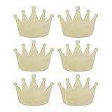 JANOU 6pcs Crown Shaped Wood DIY Craft Cutouts Unfinished Wooden Blank Wood Embellishments Ornaments for Wedding Birthday Christmas Party Decoration, 7.9x5.9 in