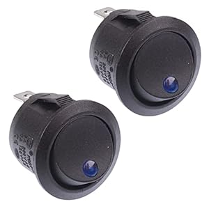 2 x Blue LED On/Off Round Rocker Switch Lighted Car Dashboard Dash 12V