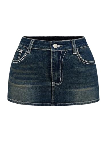 SOLY HUX Women's Plus Size Mini Denim Skirt Y2k Gothic Vintage Bodycon Jean Skirts2