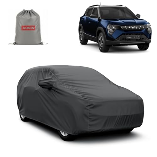 Image of AOSIS 'Waterproof' Car Cover Compatible with Mahindra Xuv 3XO 300 GSM Uly Coated Thick Fabric 4X4, Adjustable Belt Buckle, Elastic Grip
