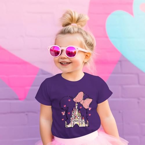 Image of Graphic Shirts for Girls Cute Bow T Shirt Kids Toddler Holiday Tshirt Vacation Trip Summer Tee Cotton Tops