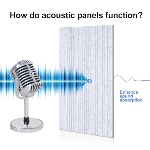 12 piezas de paneles acústicos grandes 47 x 24 pulgadas con adhesivo autoadhesivo para insonorización, absorción de sonido y reducción de ruido para estudio de grabación, cine en casa y oficina miniatura 4