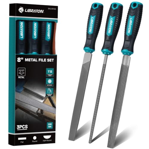 Image of LIBRATON Metal File, 3PCS Metal File Set, 8 inch Multi-Shape Files for Metal