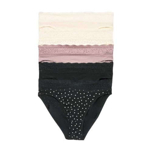 Image of Marks & Spencer Women 5 Pack Cotton Lycra High Leg & Lace Knickers