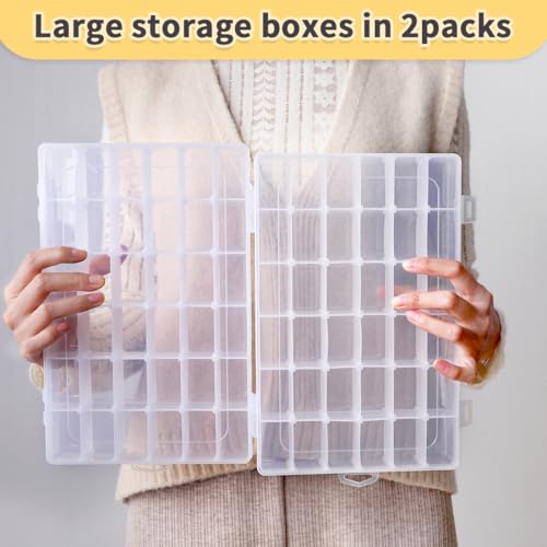 Image of IOOLEEM 36 Grids Plastic Bead Organizer Box, Adjustable Dividers, Sewing storage, Organizer Container Storage Box, Dividers for bead arts and crafts.