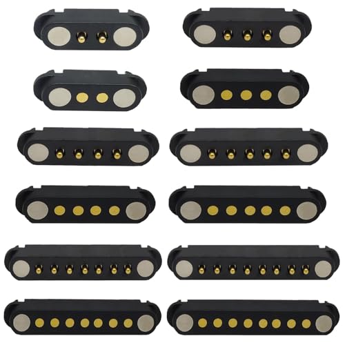Image of 2 Pair Magnetic Pogo Pin Connector, 2 /3 /4 /5P 2A Pogopin Magnetic Connector Male+Female 2.54 /2.5 MM Through Holes Spring Loaded Connectors DC Power Socket DC Power Charge Probe Connector (6Pin)