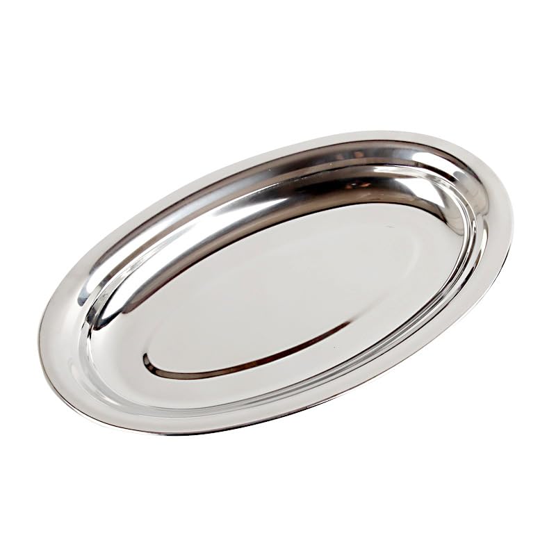 30cm, 4 Pack Piatto Ovale in Acciaio Inossidabile, Vassoio di Servizio in Acciaio Inossidabile, Vassoio di Servizio Grande Silver Serving Tray, Vassoio di Servizio Multiuso per la Cucina