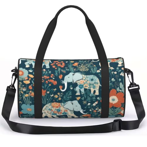 Sac à dos de sport et sac fourre-tout léger floral imprimé éléphant voyage