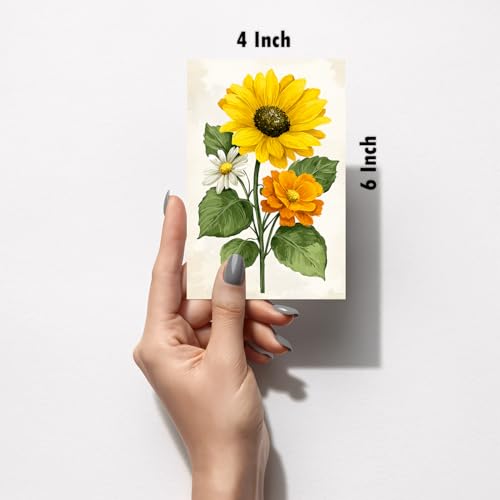 Image of SiddArtify Floral Wall Art Prints Set - Botanical Flower Poster Decor for Living Room Bedroom Office - Set of 2-4x6 Inch - Board (Pack of 6) - Sticker (Pack of 6)