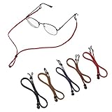 Fuyamp PU Leather Eyeglass Strap Adjustable, 5pcs Multi-Color Glasses Strap Chains Spectacles Cord Sports Sunglass String Lanyards Unisex Eyewear Retainer for Outdoor Activities Reading Glasses