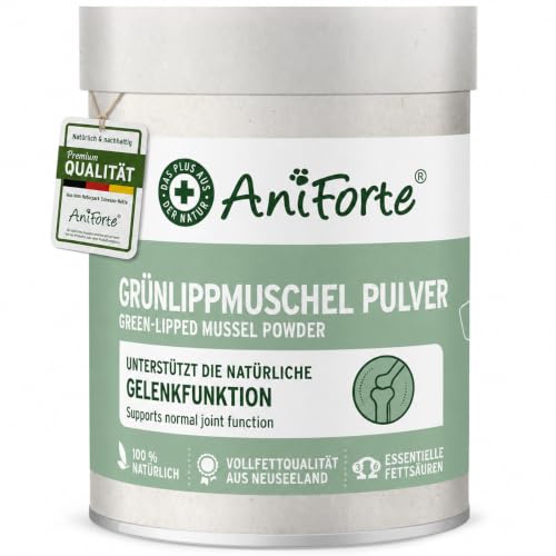 AniForte Grünlippmuschelpulver für Hunde & Katzen 100g - VERGLEICHSSIEGER 2023 Gelenkpulver in Vollfettqualität, unterstützt Gelenke & Agilität, Grünlippmuschel Pulver mit hoher Akzeptanz