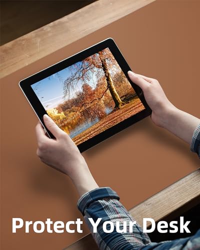 Image of Leather Desk Pad Protector,Mouse Pad,Office Desk Mat, Non-Slip PU Leather Desk Blotter,Large Desk mat,Waterproof Keyboard mat for Office /Home /Decor (Brown,55 inch x 17 inch)